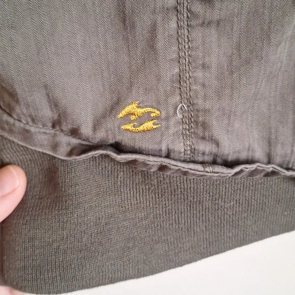 Billabong Olive Green Military Utility Jacket Full Zip Cargo Pockets Medium - Picture 9 of 13